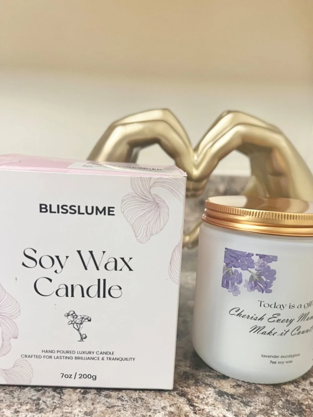 Inspirational Lavender Eucalyptus Soy Wax Candle 7 Oz.